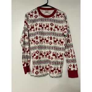 Hanna Andersson Womens Fair isle Reindeer Pajama Top Thermal Christmas sz M